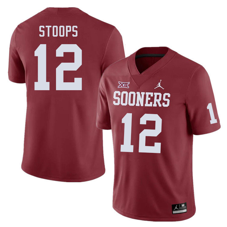 Men #12 Drake Stoops Oklahoma Sooners College Football Jerseys Stitched Sale-Crimson